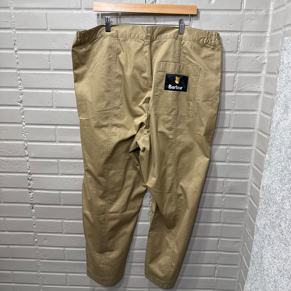 Barbour Maison Kitsune Cargo Trousers Trench Tan Khaki Pants Ankle NWT 42x32 - Picture 5 of 14